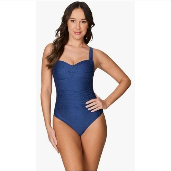 NipTuck Navy Blue One-Piece Swimsuit - Picture 1 of 8
